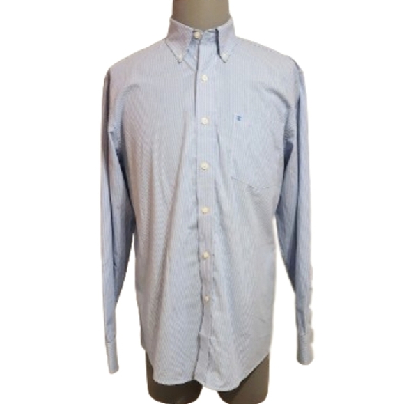 Izod Other - Izod Vertical Striped Mens Shirt Blue White Medium